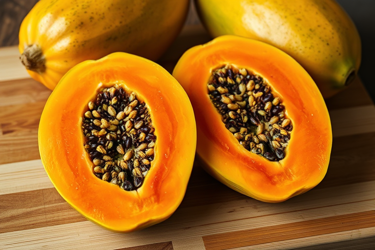 Papaya fresca rica en enzima papaína